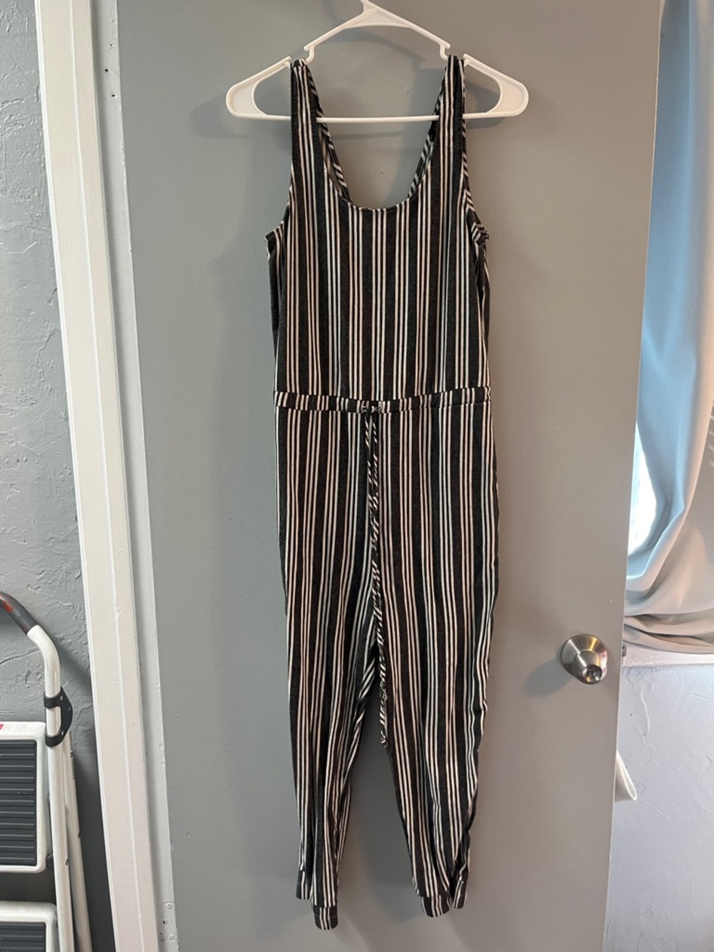 Black & White Vertical Stripe Jumpsuit
